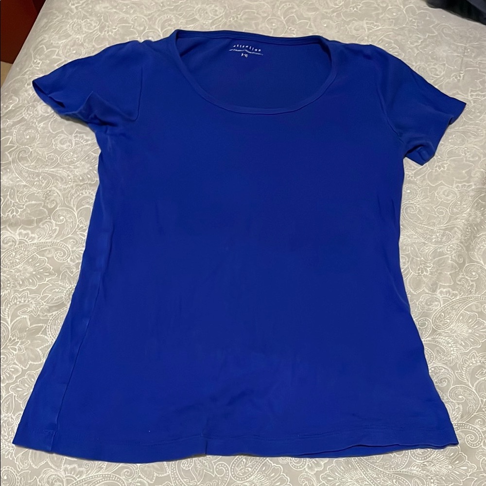 Attention Blue Fitted Short Sleeve T-Shirt